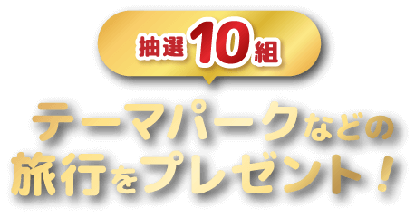 テーマパークなどの旅行をプレゼント！抽選10組